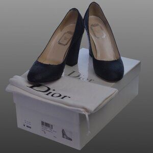 Christian Dior Midnight Navy Snake Skin High Heel Shoes Size 36